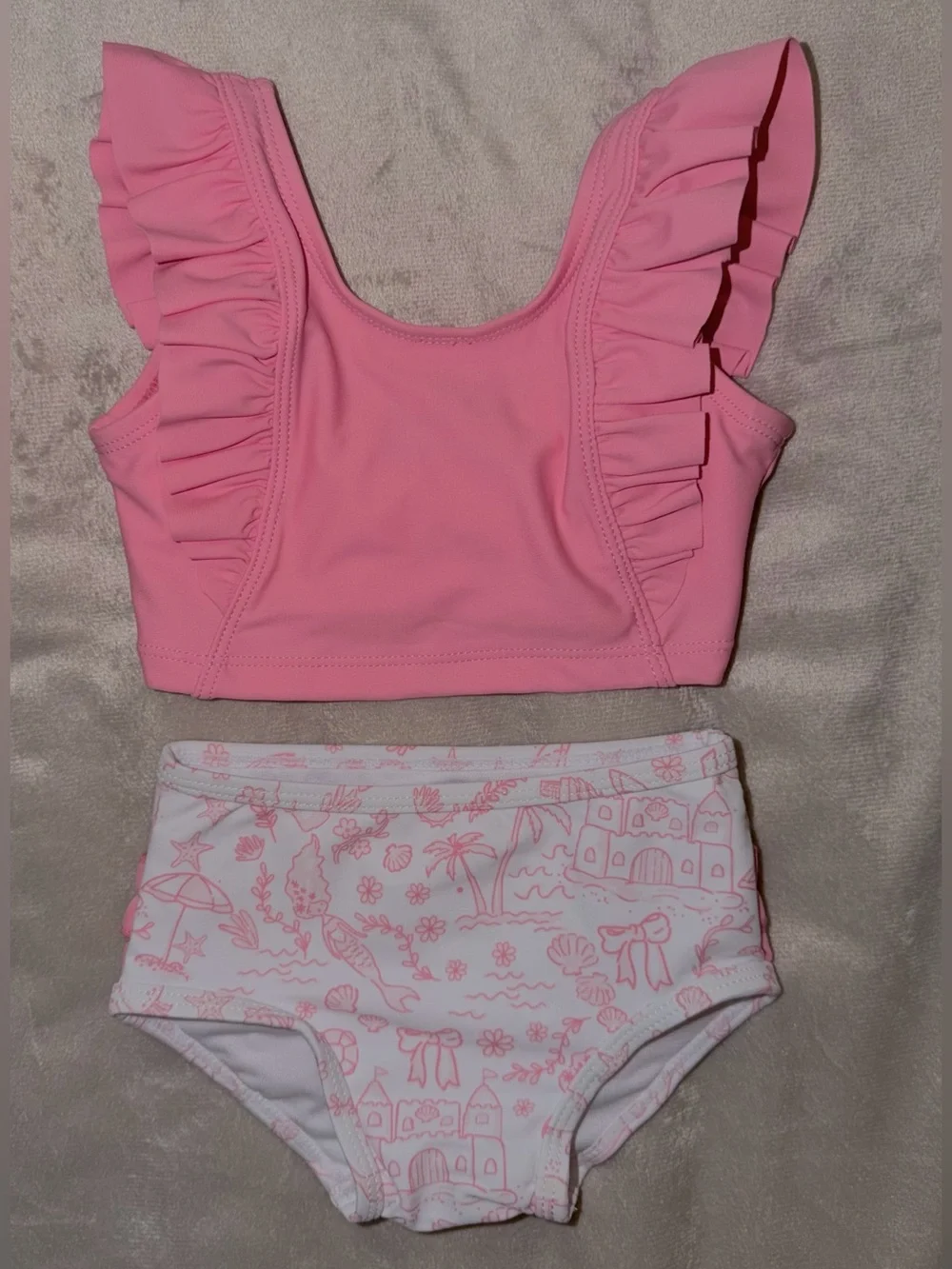 NEW- RuffleButts Baby Girls Waterfall Tankini UPF50, Size: 3-6M